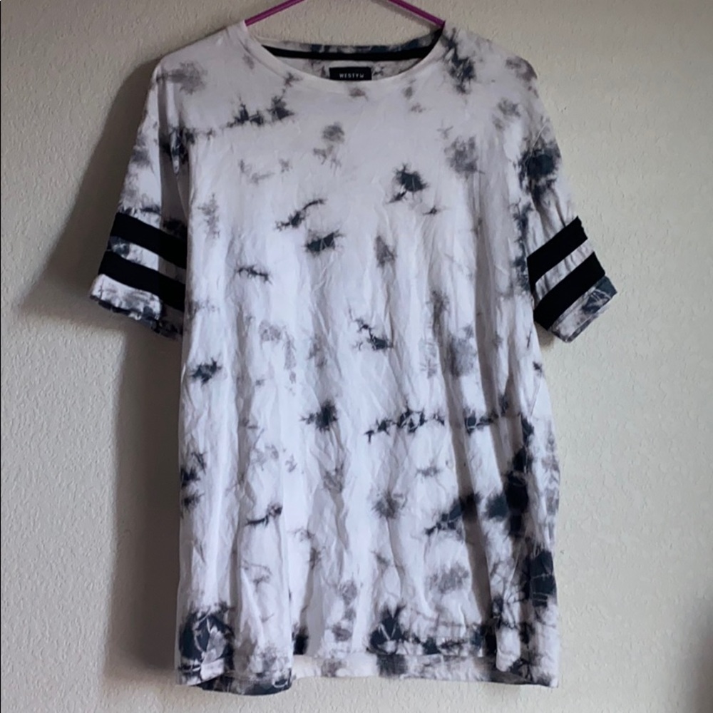 White and black tie dye t-shirt
